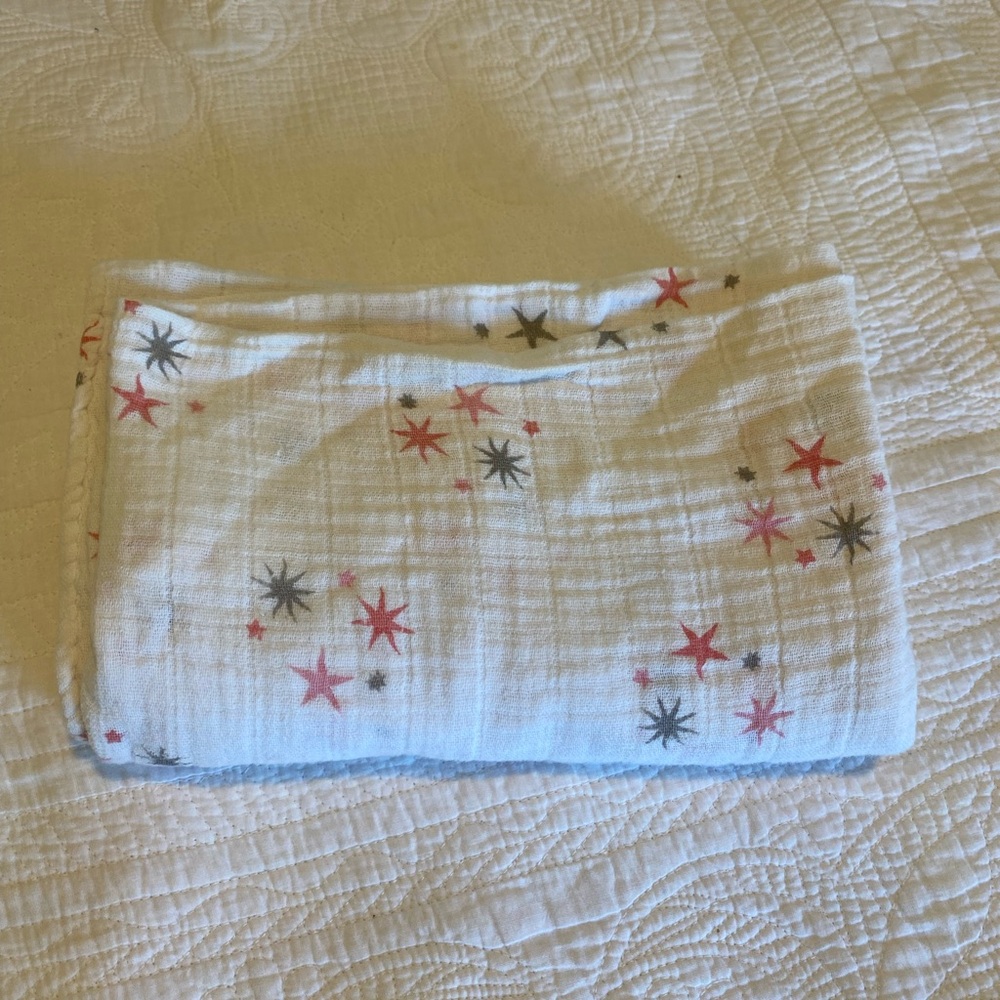 Aden + Anais  Pink/Grey Gender Neutral Star Printed Muslin Cloth Blanket